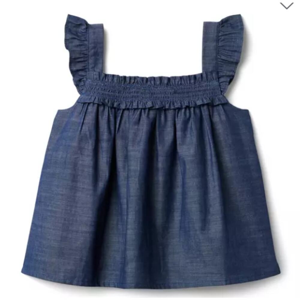 Janie and Jack Size 3 Chambray Smocked Lined‎ Top Summer Lightweight Timeless